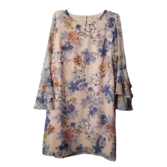 Nanette Lepore Pink Floral Ruffle Dress size 12 - Picture 3 of 11